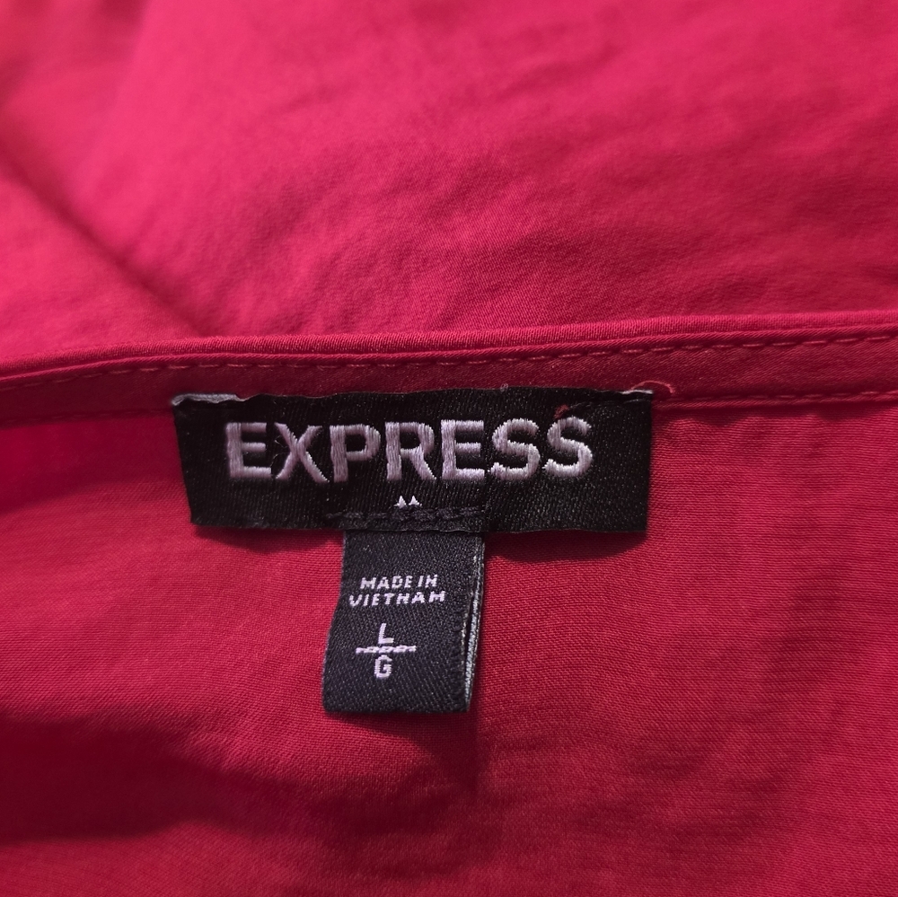Express Factory Faux Wrap Ruffle Mini Dress Red Size L - Picture 9 of 11
